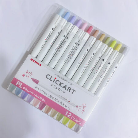 Zebra Clickart Retractable Felt Tip Marker Pale and Soft Colours Set of 12