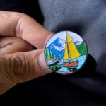Enamel Brooch Pins Landscape Boat (DSG-12)