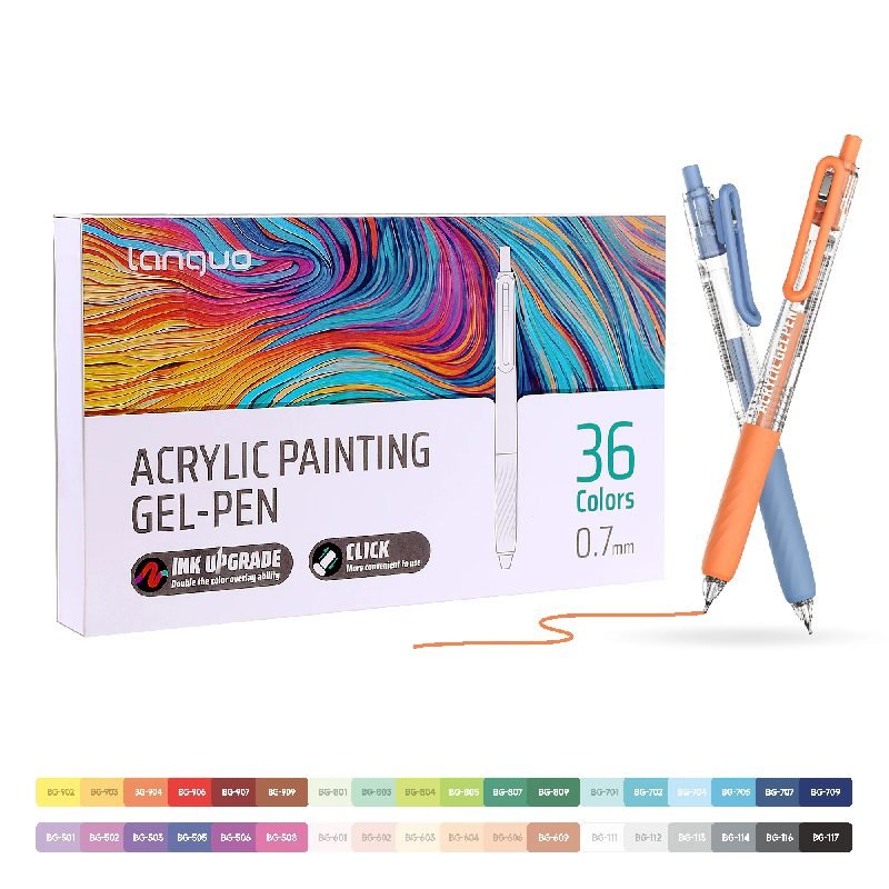 Languo Retractable Acrylic Gel Pens 36 Colors Set D200-16