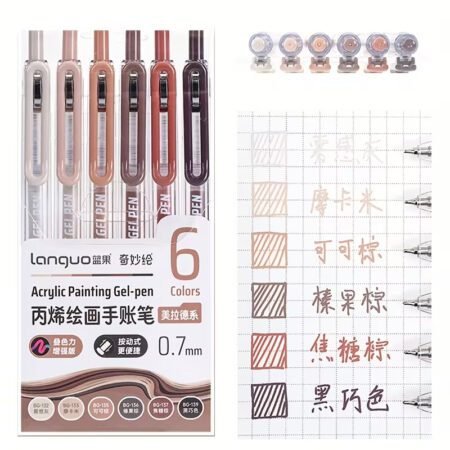 Languo Retractable Acrylic Gel Pens 6 Colors Set D200-13