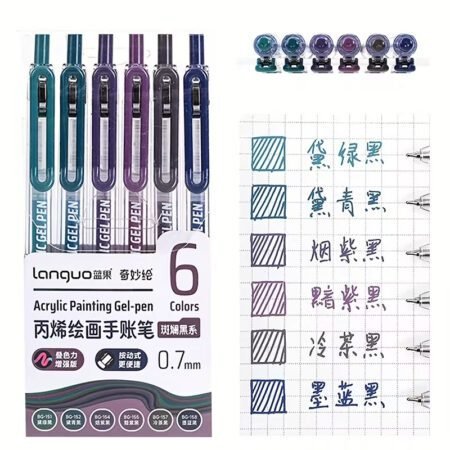 Languo Retractable Acrylic Gel Pens 6 Colors Set D200-14