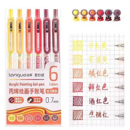 Languo Retractable Acrylic Gel Pens 6 Colors Set D200-2