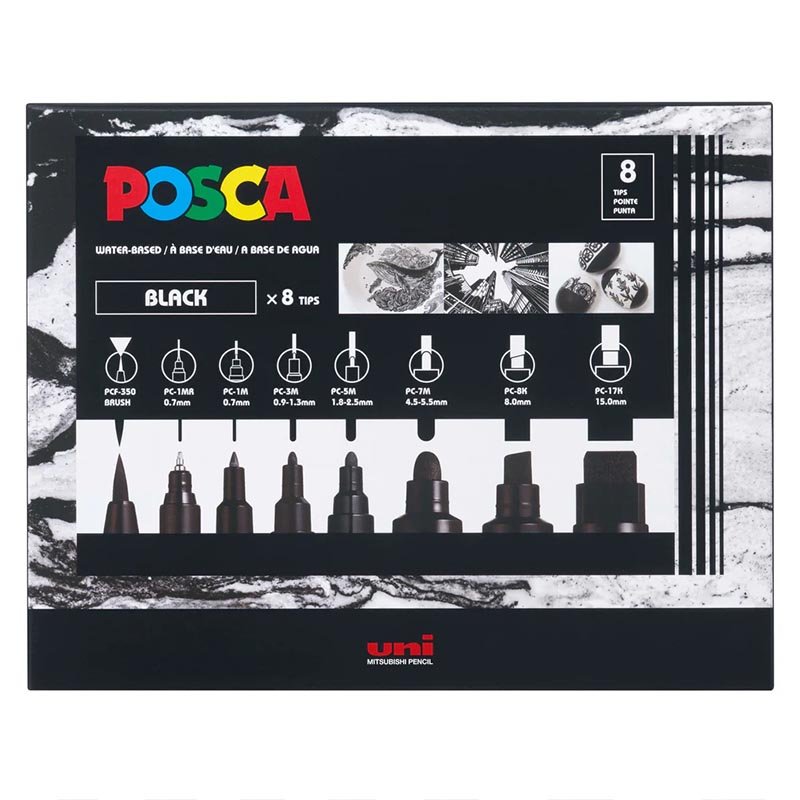 Uni Posca Marker Set PC-Mix Black - Image 2