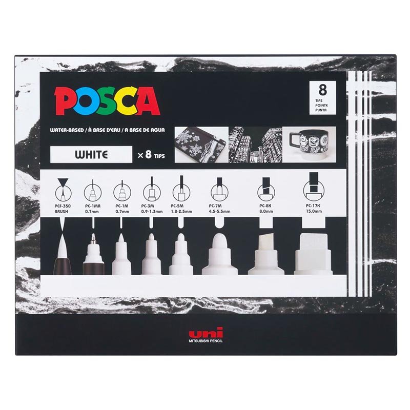 Uni Posca Marker Set PC-Mix White