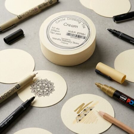 Jain Cream Toned Circle Drawing Tile 3.5 300gsm 75pcs