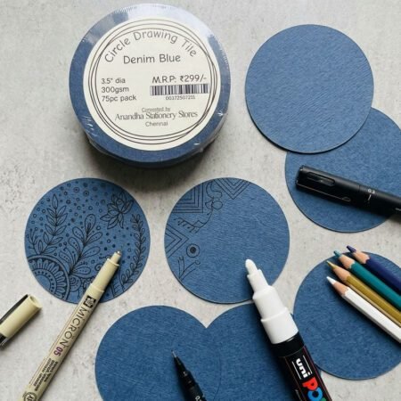 Jain Denim Blue Toned Circle Drawing Tile 3.5 300gsm 75pcs