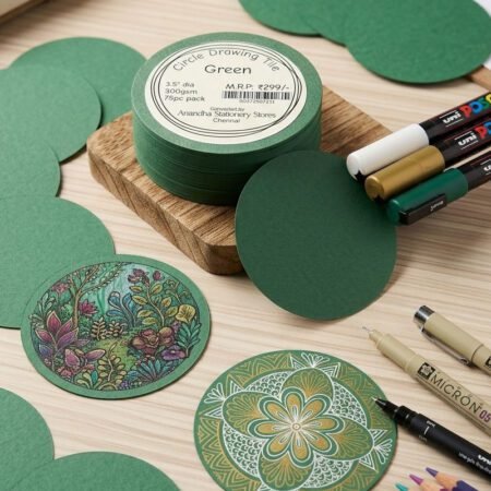 Jain Green Toned Circle Drawing Tile 3.5 300gsm 75pcs