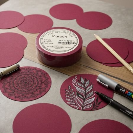 Jain Maroon Toned Circle Drawing Tile 3.5 300gsm 75pcs