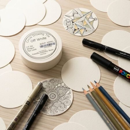 Jain Off White Toned Circle Drawing Tile 3.5 300gsm 75pcs