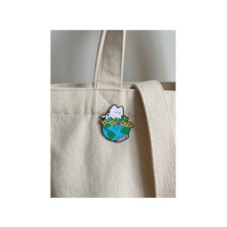 Enamel Brooch Pin Cat on Earth Love