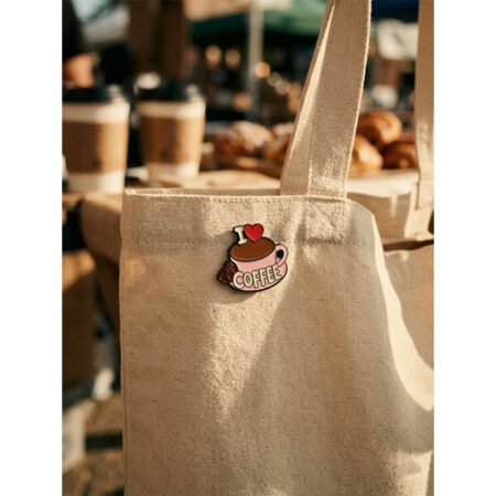 Enamel Brooch Pin I Love Coffee Cup