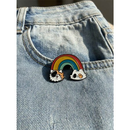 Enamel Brooch Pin Rainbow Dog and Cat