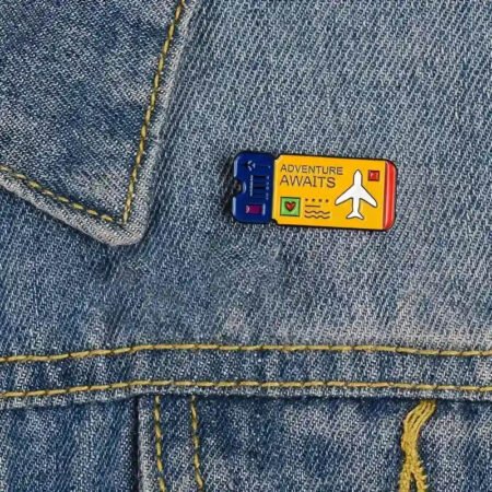 Enamel Brooch Pin Adventure Awaits Yellow