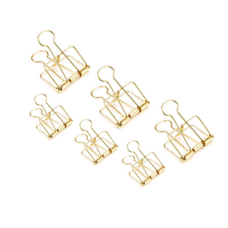Hollow Wire Skeleton Binder Clips Gold