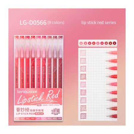 Lanquo Gel Pen Set of 9 Lipstick Red LG-D0566
