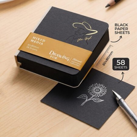 Van Gogh Premium Mini Mixed Media Notebook Black 80x80mm 58 sheets