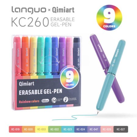 Languo Qimiart Erasable Gel Pen Set of 9 Rainbow Colours KC260-3