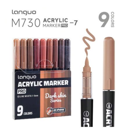 Languo Acrylic Marker Pro Dark Skin Series 9pc Set