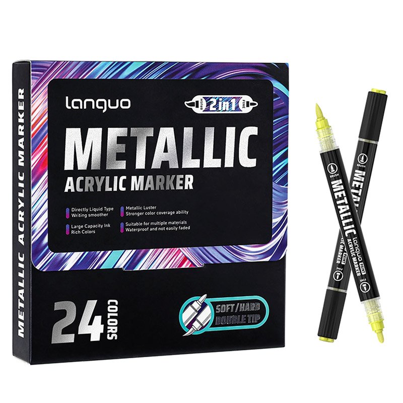 Languo Metallic Acrylic Marker Dual Tip Set of 24