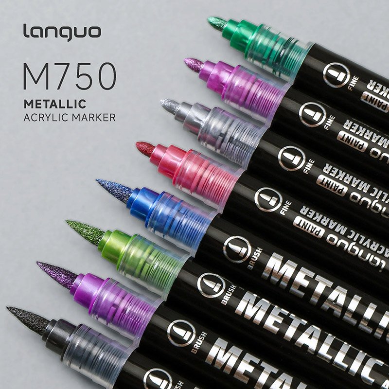 Languo Metallic Acrylic Marker Dual Tip Set of 24