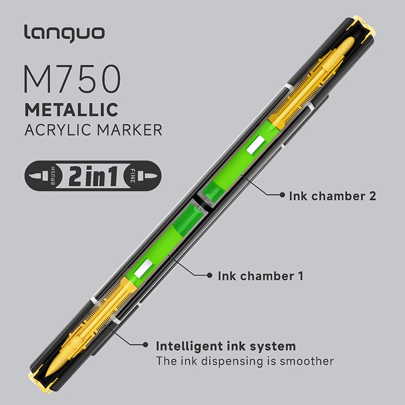 Languo Metallic Acrylic Marker Dual Tip Set of 24